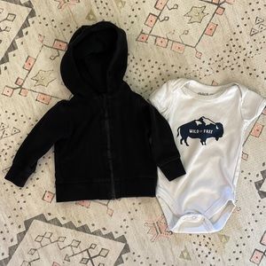 Pact onesie and sweatshirt bundle. 3-6 month